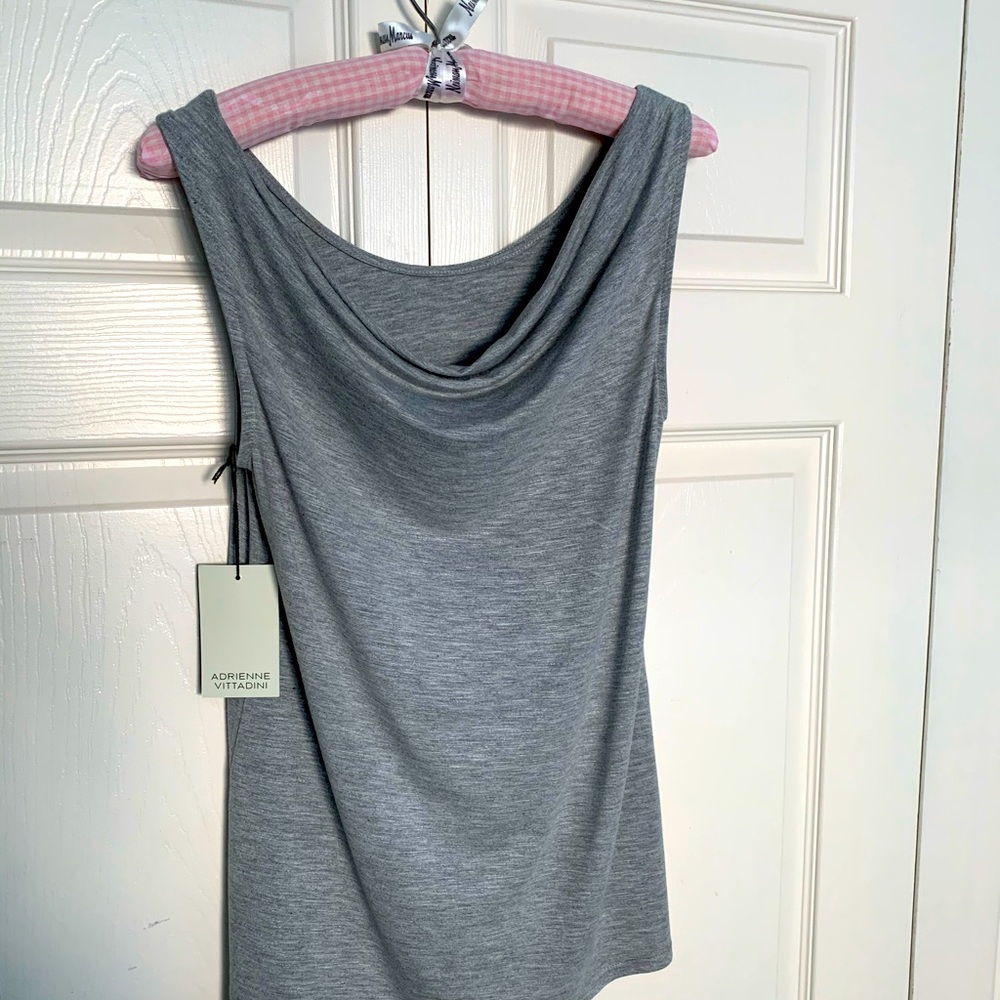 NWT Adrienne Vittadini Gray Draped Back Tank-Size XS